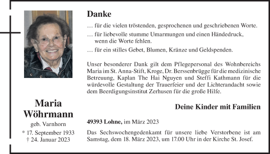 Anzeige von Maria Wöhrmann von OM-Medien