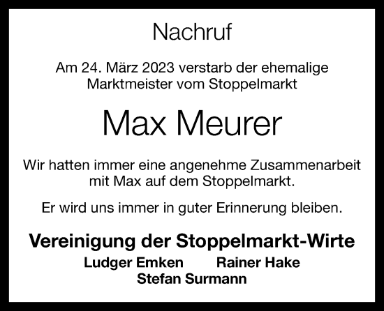 Anzeige von Max Meurer von OM-Medien