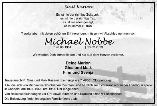 Anzeige von Michael Nobbe von OM-Medien