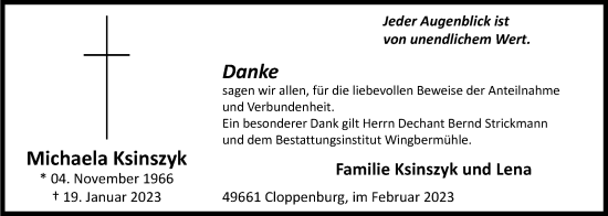 Anzeige von Michaela Ksinszyk von OM-Medien