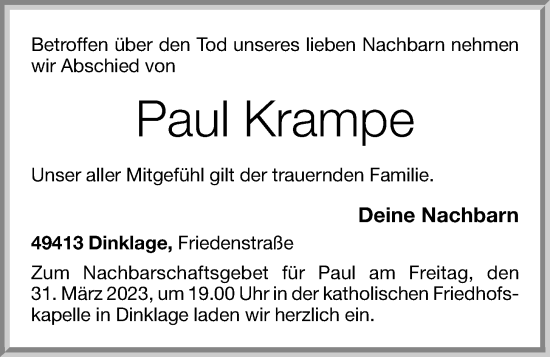 Anzeige von Paul Krampe von OM-Medien