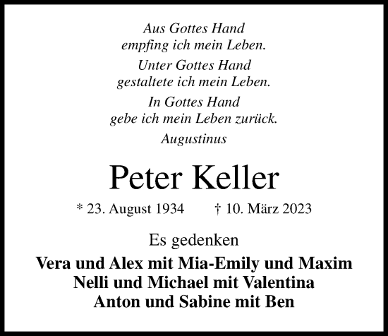Anzeige von Peter Keller von OM-Medien