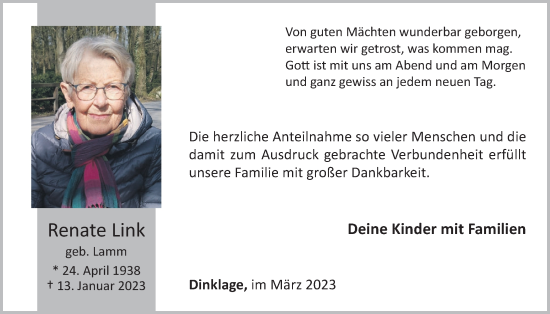 Anzeige von Renate Link von OM-Medien