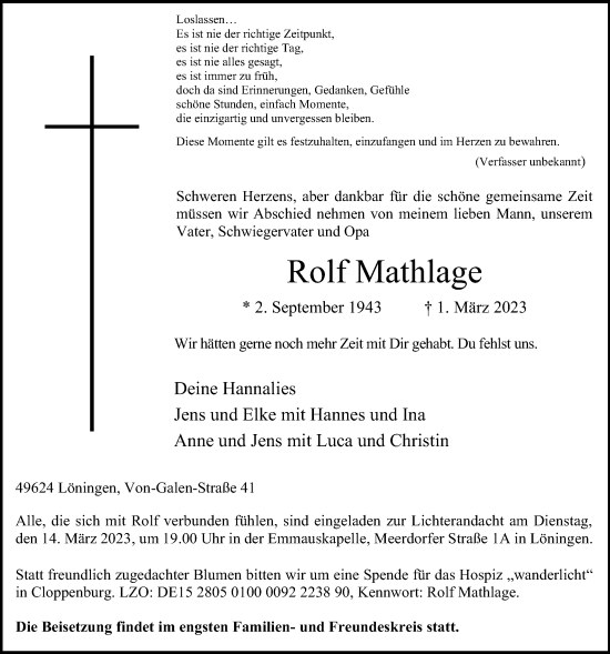 Anzeige von Rolf Mathlage von OM-Medien