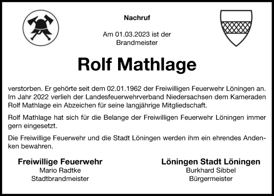 Anzeige von Rolf Mathlage von OM-Medien