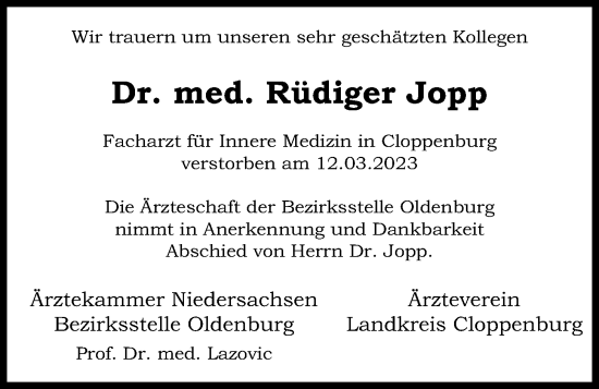 Anzeige von Rüdiger Jopp von OM-Medien