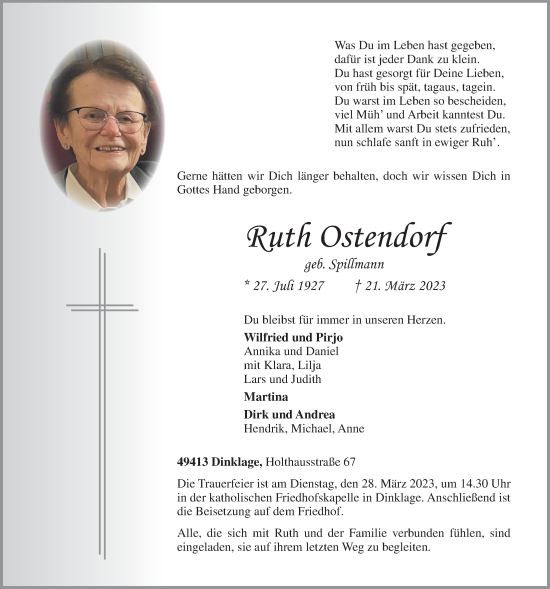 Anzeige von Ruth Ostendorf von OM-Medien