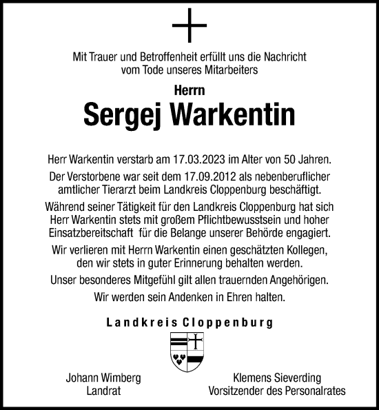 Anzeige von Sergej Warkentin von OM-Medien