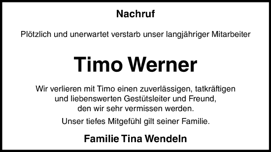 Anzeige von Timo Werner von OM-Medien