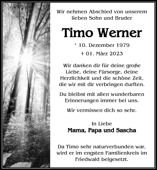 Anzeige von Timo Werner von OM-Medien