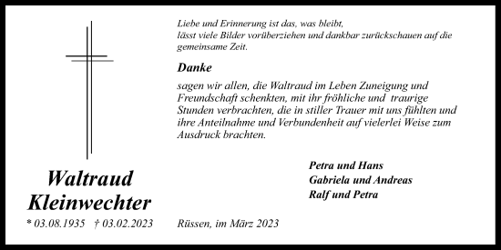 Anzeige von Waltraud Kleinwechter von OM-Medien