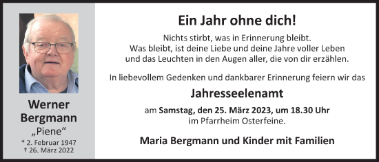 Anzeige von Werner Bergmann von OM-Medien