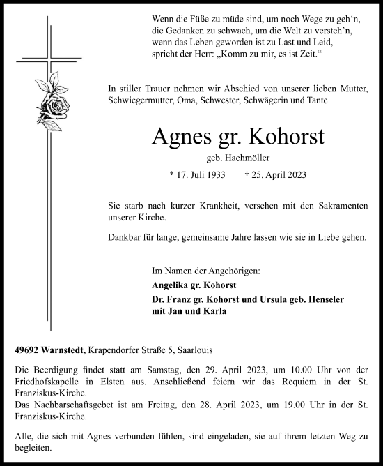 Anzeige von Agnes Kohorst von OM-Medien