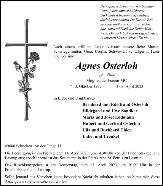 Anzeige von Agnes Osterloh von OM-Medien