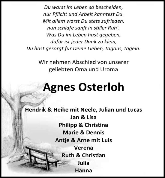 Anzeige von Agnes Osterloh von OM-Medien