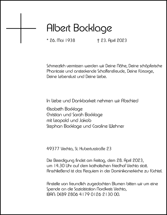 Anzeige von Albert Bocklage von OM-Medien