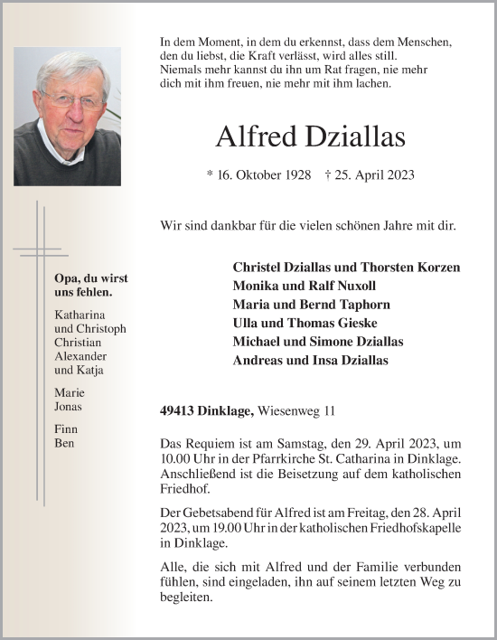 Anzeige von Alfred Dziallas von OM-Medien