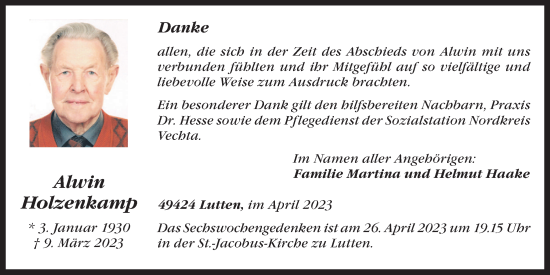 Anzeige von Alwin Holzenkamp von OM-Medien