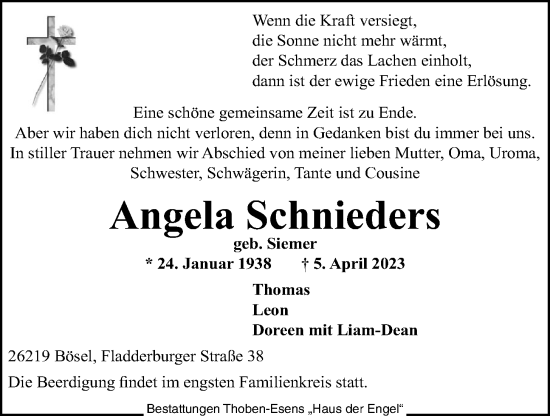 Anzeige von Angela Schnieders von OM-Medien