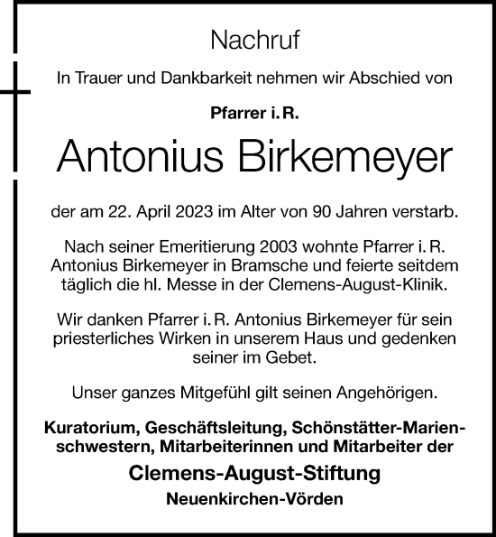 Anzeige von Antonius Birkemeyer von OM-Medien