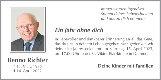 Anzeige von Benno Richter von OM-Medien