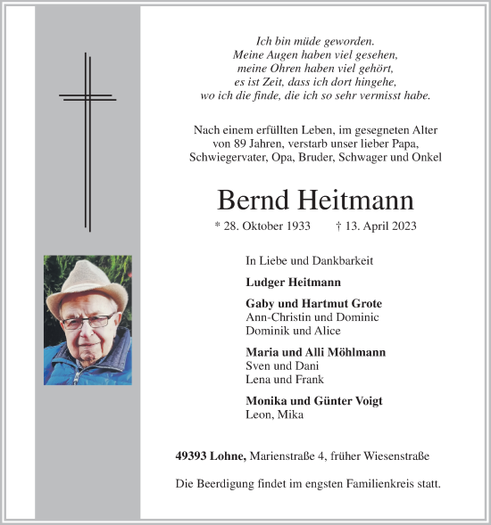 Anzeige von Bernd Heitmann von OM-Medien