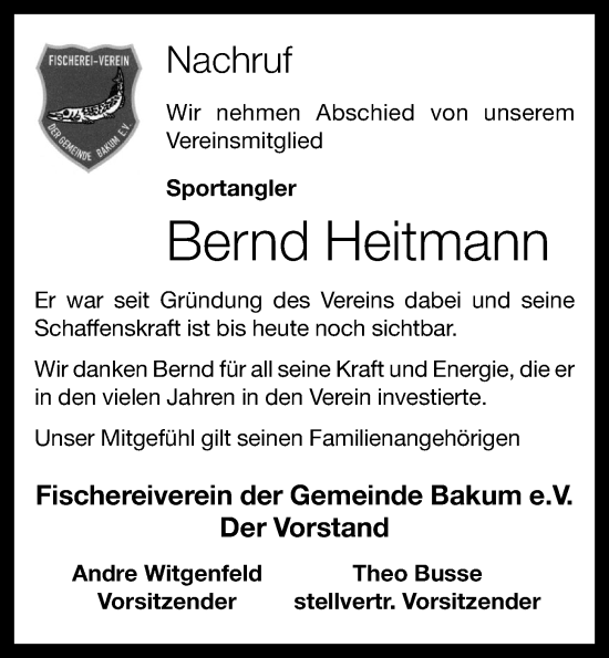 Anzeige von Bernd Heitmann von OM-Medien