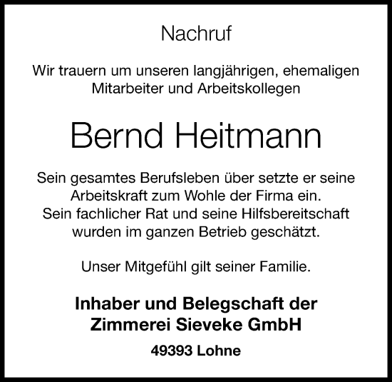 Anzeige von Bernd Heitmann von OM-Medien