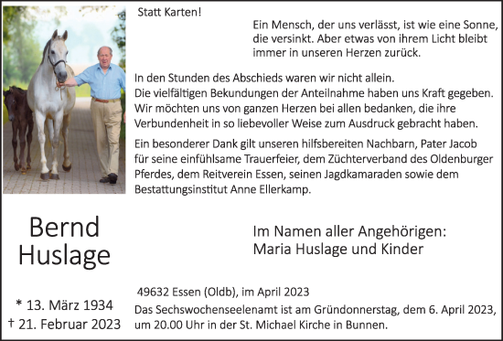 Anzeige von Bernd Huslage von OM-Medien