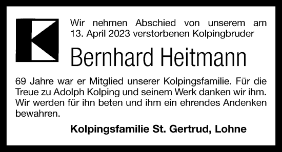 Anzeige von Bernhard Heitmann von OM-Medien