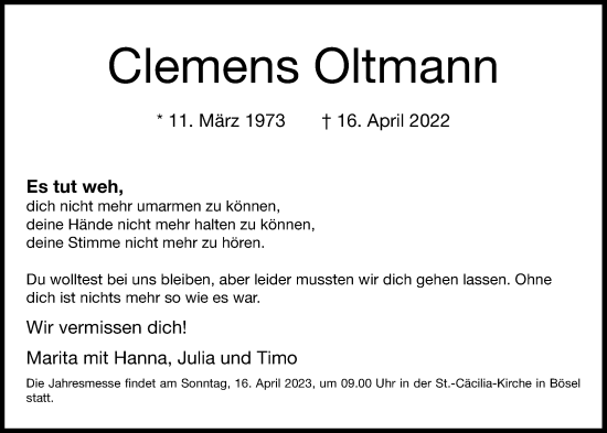 Anzeige von Clemens Oltmann von OM-Medien
