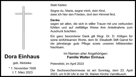 Anzeige von Dora Einhaus von OM-Medien