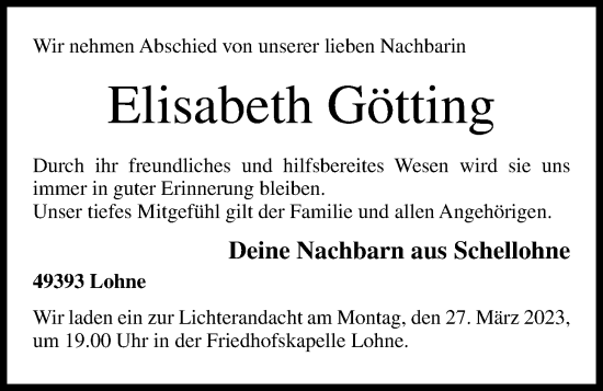 Anzeige von Elisabeth Götting von OM-Medien