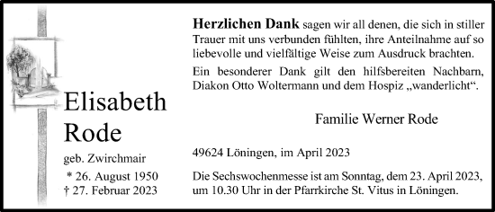 Anzeige von Elisabeth Rode von OM-Medien