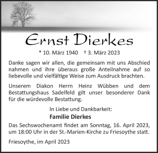 Anzeige von Ernst Dierkes von OM-Medien