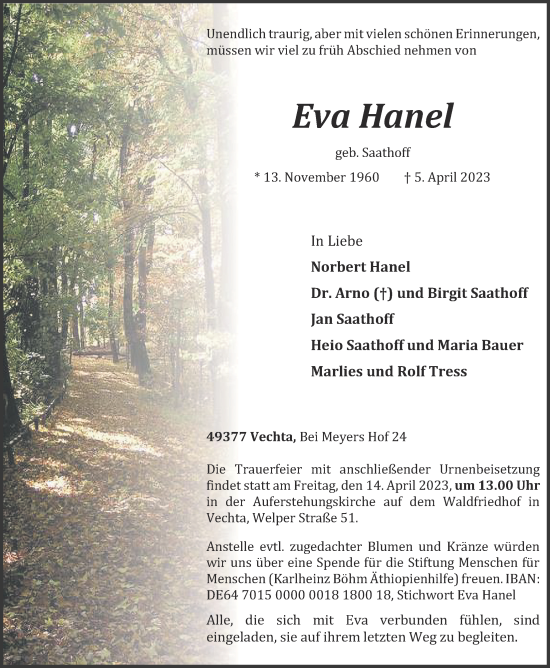 Anzeige von Eva Hanel von OM-Medien
