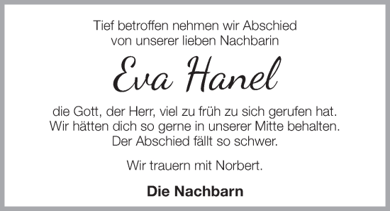 Anzeige von Eva Hanel von OM-Medien