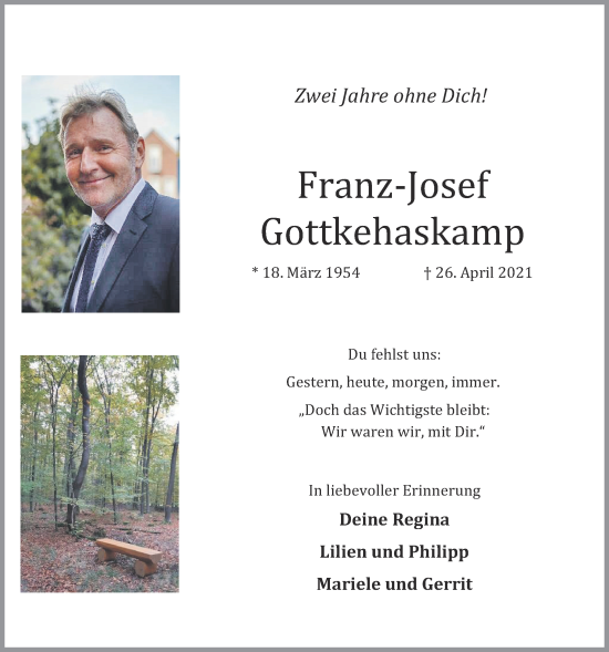 Anzeige von Franz-Josef Gottkehaskamp von OM-Medien