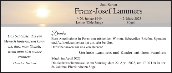 Anzeige von Franz-Josef Lammers von OM-Medien