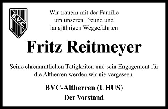Anzeige von Fritz Reitmeyer von OM-Medien