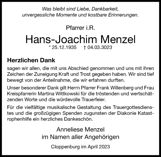 Anzeige von Hans-Joachim Menzel von OM-Medien