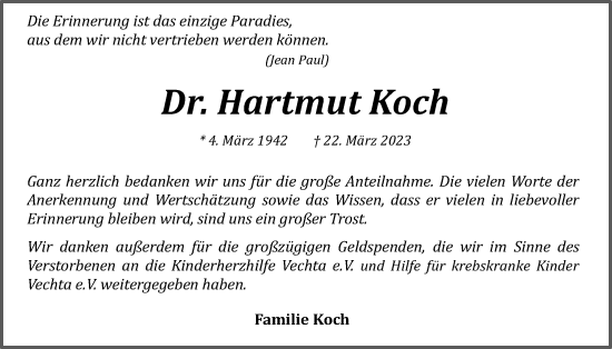 Anzeige von Hartmut Koch von OM-Medien