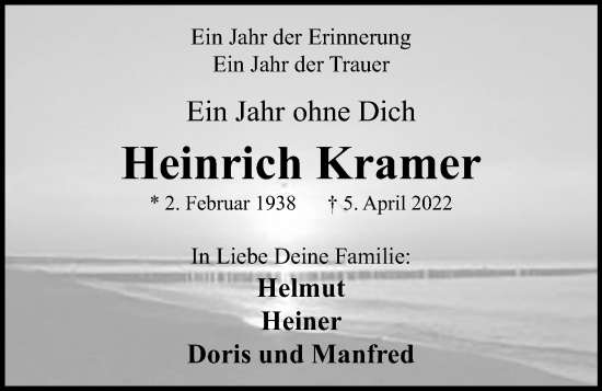 Anzeige von Heinrich Kramer von OM-Medien