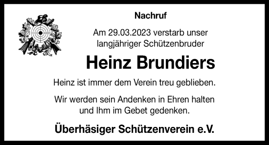 Anzeige von Heinz Brundiers von OM-Medien
