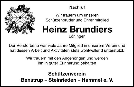 Anzeige von Heinz Brundiers von OM-Medien