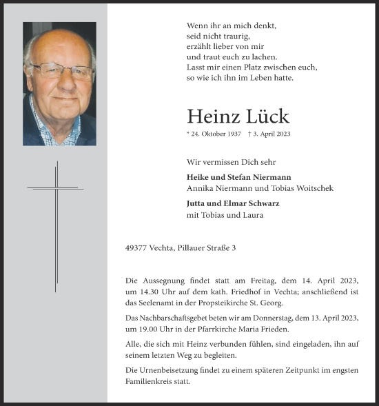 Anzeige von Heinz Lück von OM-Medien