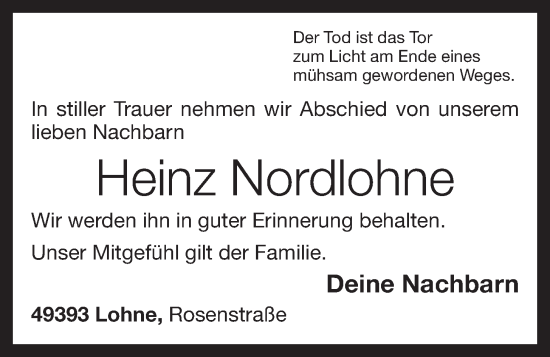Anzeige von Heinz Nordlohne von OM-Medien