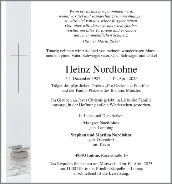 Anzeige von Heinz Nordlohne von OM-Medien