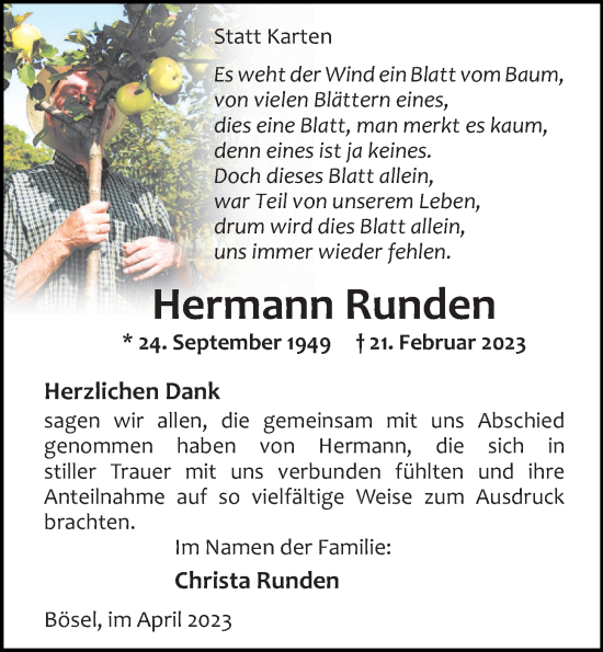 Anzeige von Hermann Runden von OM-Medien