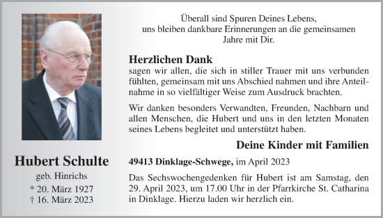 Anzeige von Hubert Schulte von OM-Medien